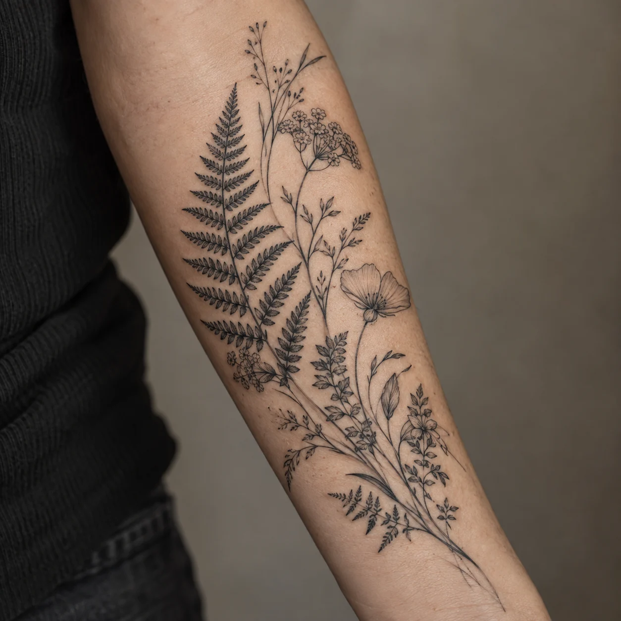 Botanical tattoo shared in a sample conversation